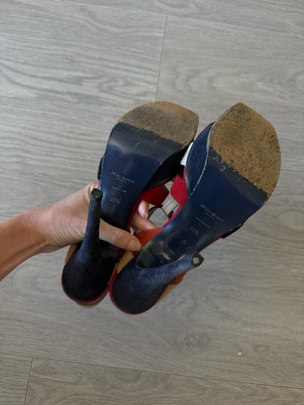 Saint Laurent Tribute Sandals Shoes Suede Multicolor - Picture 4 of 5